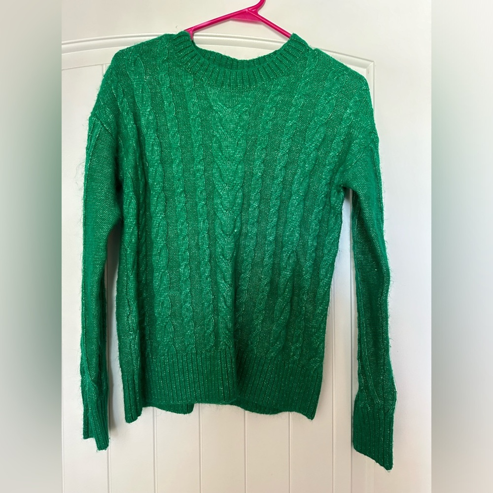 Loft Green Cable Knit Sweater XS